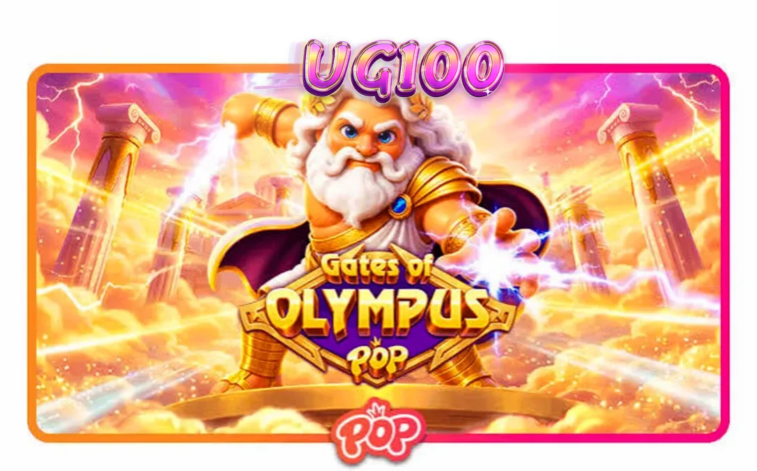 Tampilan visual slot Gates of Olympus POP dengan Zeus dan grid 3x5